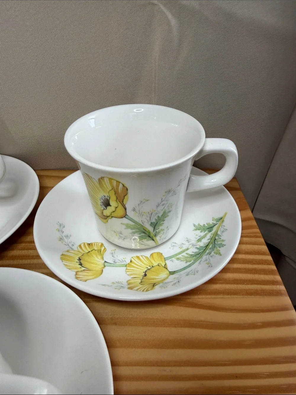 Vintage Noritake Craftone Buttercup 8769 Cups and Saucers Set of 5 Pairs